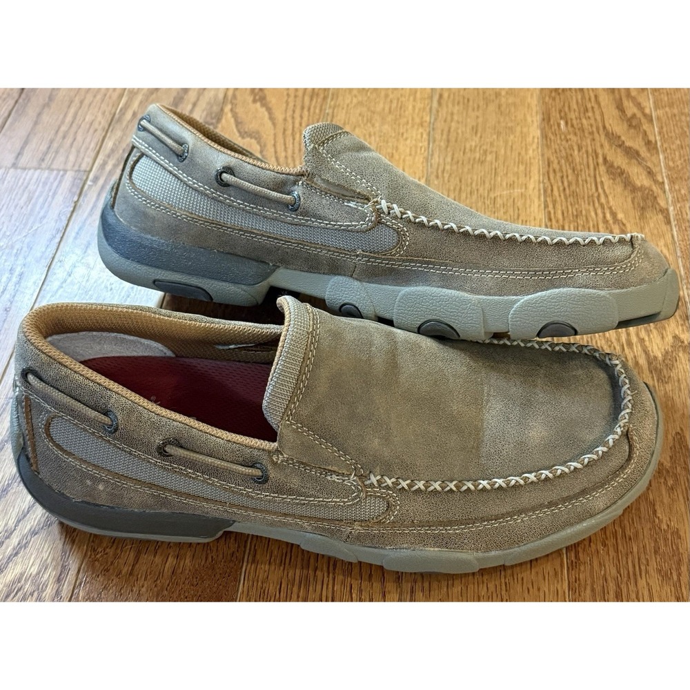 Twisted X MDMS002 Mens 11M Bomber Leather Driving Moc Slip On Shoes EUC